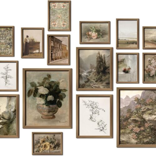 Vintage Farmhouse Oil Painting Wall Art Set