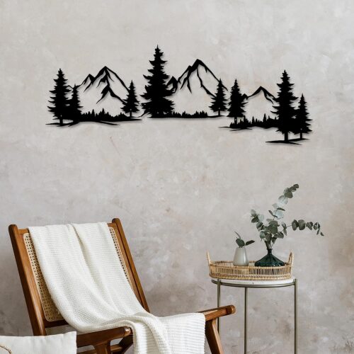 Mountain Forest Landscape Metal Wall Art Set of 3