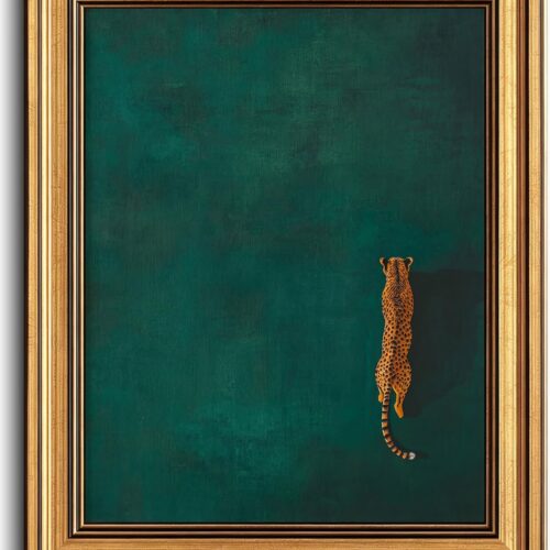 3D Textured Cheetah Gold Framed Wall Art